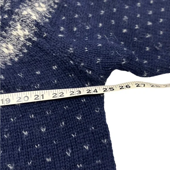 Vintage Lodge Sweater Adult XL Blue White Wool Knit Nordic Fair Isle Icelandic - Picture 3 of 7